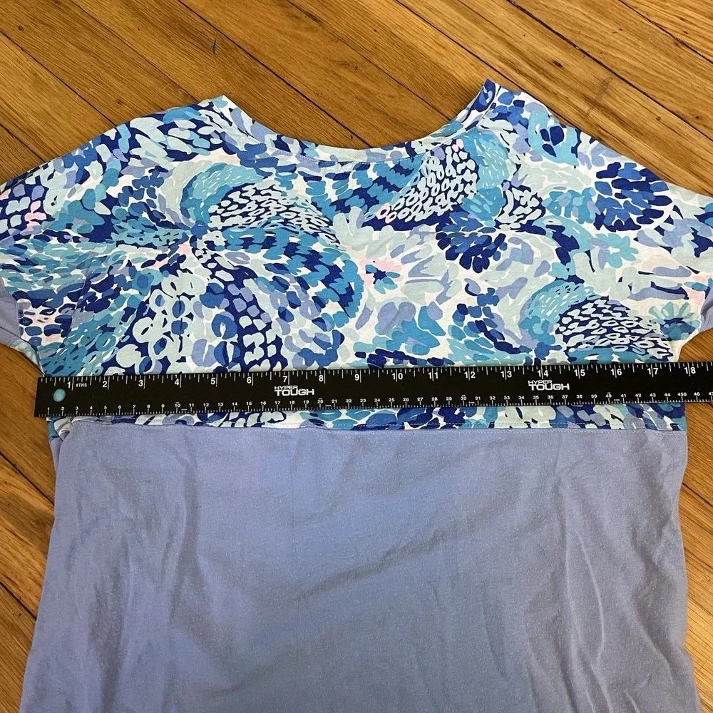 Lilly Pulitzer XS Long Sleeve Shirt Purple Floral Color Block Graphic Sleeve - Picture 9 of 9